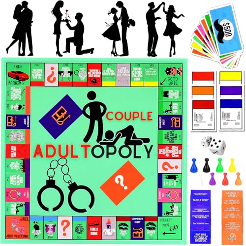 Adultopoly Board Game, Adultopoly Brettspiel, Date Night Couple Adult Opoly Board Game, Romantisch Date Ideen für Paare, Paarspiele für Erwachsene, Gesprächskarten für Paare, Spiel für Verabredungen von Pipihome