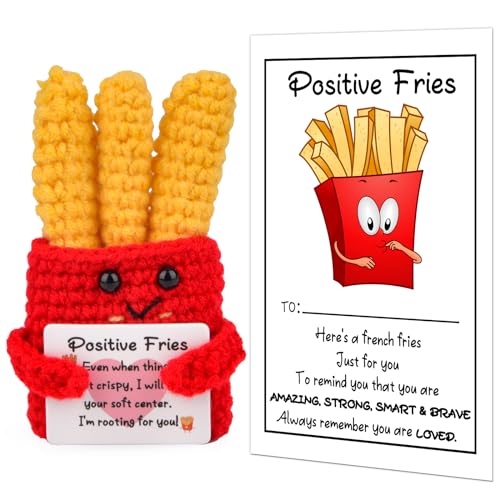 Pipihome Geschenke Positive Kartoffel, Geschenke Pocket Hug Potato Puppen Glücksbringer, Kreative Plüsch Figuren Lustige Potato Strickwolle Puppe, Geburtstagsgeschenk für Männer Frauen (Frites) von Pipihome