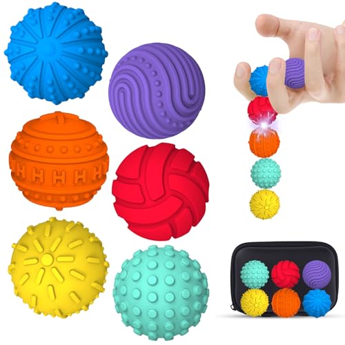 Pipihome Magnetische Fidget-Bälle aus Silikon, 6PC sensorisches Fidget-Spielzeug, Anti-Stress-Angstspielzeug für Erwachsene und Kinder, Magnetisch, Elastisch, Sensorischer Ball (6PCS) von Pipihome