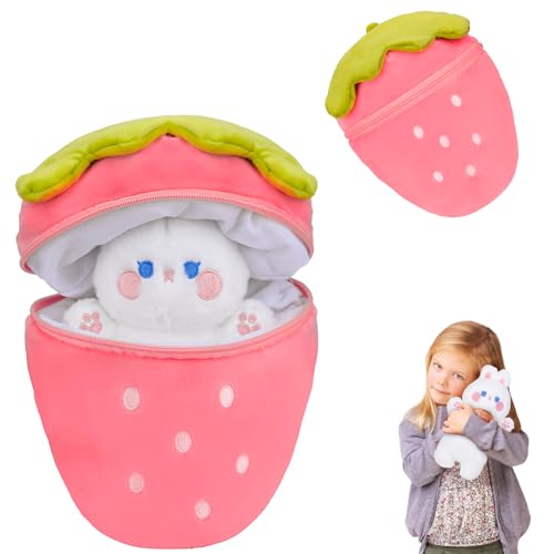 Pipihome Osterhase Plüschtier Kuscheltier Hase, Bunny Osterhase Kuscheltier für Kinder, Plushie Gefülltes Kaninchen mit Erdbeeren, Ostern Geschenke Geburtstagsgeschenk für Jungen Mädchen von Pipihome