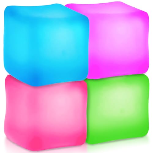 Pipihome Würfel Doh Stressball, 4 Stück Cube Anti Stress Spielzeug für Kinder und Erwachsene, Ice Cube Antistressball Quetsch Spielzeug, Squishy Fidget Toys Sensory Squeeze Toy von Pipihome