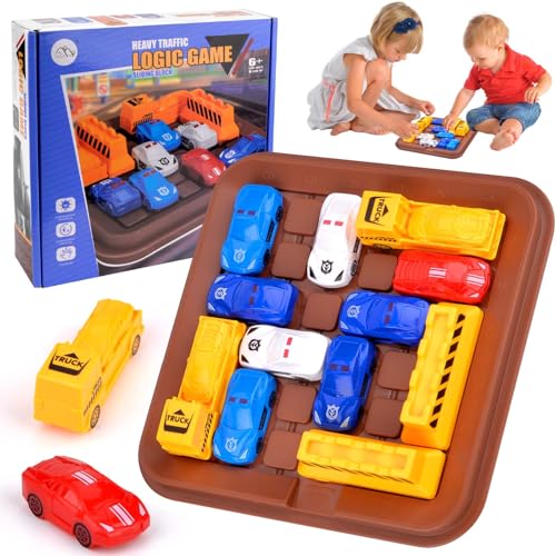 Pipihome Rush Hour Spiel, Rush Hour Logikspiele Junior, Auto Spielzeug Stauspiel für Kinder und Erwachsene, Knobelspiel Familienspiel Brettspiele ab 3 4 5 6 7 8 Jahren von Pipihome