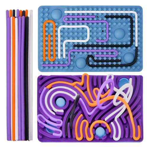 Pipihome Sensorik Activity Board, Silikon Sensory Fidget Spiel Toys Kinder Erwachsene, Autismus Sensorisches Spielzeug, Doppelseitiges Activity Board mit Reisetasche & 12 Saiten von Pipihome