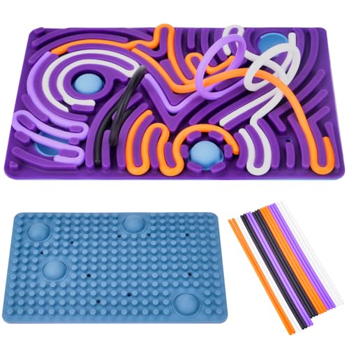 Pipihome Sensorik Activity Board, Silikon Sensory Fidget Spiel Toys Kinder Erwachsene, Autismus Sensorisches Spielzeug, Doppelseitiges Activity Board mit Reisetasche & 12 Saiten von Pipihome