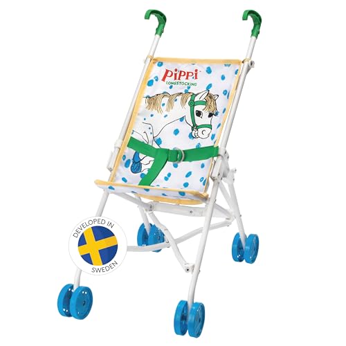 Pippi Langstrumpf Puppenwagen – Puppenbuggy für Kinder – Zusammenklappbarer Buggy für Puppen – Pippi Puppenwagen für Kinder ab 3 Jahren – 510x265x550 mm von Pippi Langstrumpf