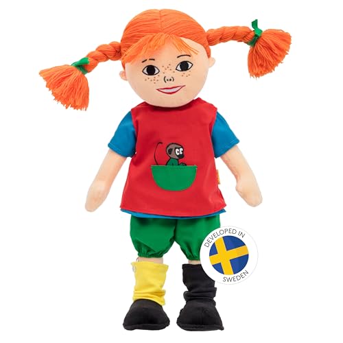 Pippi Langstrumpf sprechende Puppe 40 cm – süße Stoffpuppe & Sprechpuppe als Baby Spielzeug ab 10 Monaten & Taufgeschenk für Mädchen – weiche Funktionspuppe & Plüschpuppe von Pippi Langstrumpf