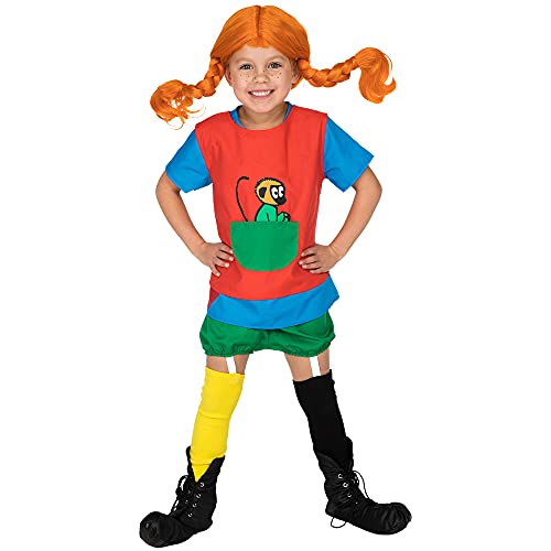 Pippi Langstrumpf Kostüm für Mädchen – Karneval Kostüm für Kinder, Faschingskostüme, Kinderkostüme, Halloween Kostüm – Kinderkleid für Kinder von 2 bis 4 Jahre von Pippi Longstocking