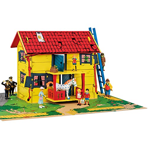 Pippi Langstrumpf Puppenhaus Bausatz aus Holz – 2-stöckiges Miniatur Haus – Spielzeug für Mädchen und Jungen ab 4 Jahre – schöner & hochwertiger Dollhouse Bausatz von Pippi Longstocking