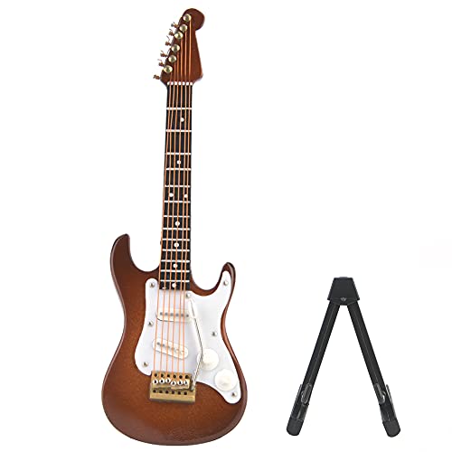 Hölzerne Gitarrenmodelle, Zarte 14 cm Miniatur-Akustik-E-Gitarren-Modell-Ornament, Miniatur-Holz-Miniatur-Gitarrenmodell mit Realistischem Aussehen (weißer Kaffee) von Pissente