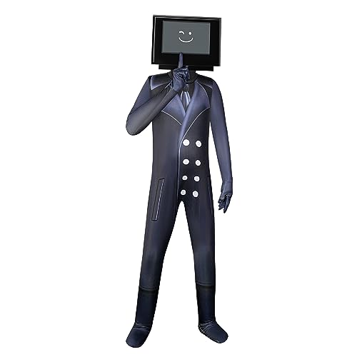 Pitevotur Kostüm für Jungen, TV-Mann, Kameramann, Cosplay, Kinder, Videospiel, Overall für Halloween, 5–12 Jahre von Pitevotur