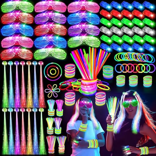 Knicklichter Party Set 158Pcs Mitgebsel Kindergeburtstag Leuchtstäbe Pinata Füllung Kinder Neon Party Deko Accessoires Gastgeschenke Kleinigkeiten Gadgets Give Aways Glow Sticks Wundertüte von Piucrty