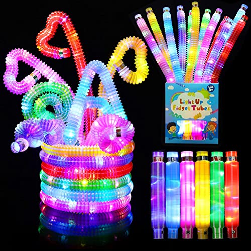 Mitgebsel Kindergeburtstag Pop Tubes Leuchtend 24 Pcs Knicklichter Party Deko Set Gastgeschenke Leuchtspielzeug Kinder 7-10 Jahre Leuchtarmbänder Give Aways Leuchtstäbe Geschenke für Pinata von Piucrty