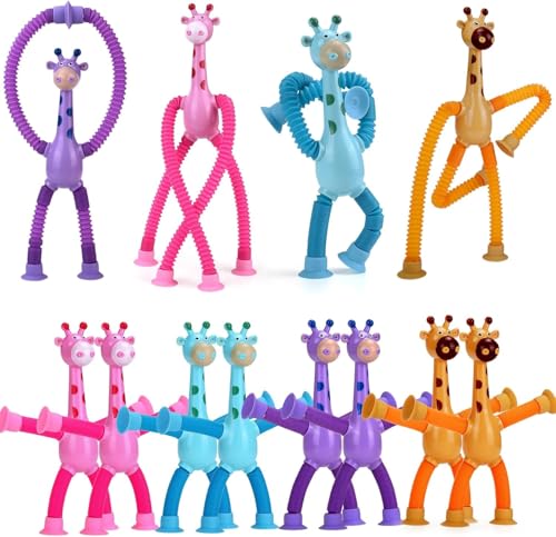 Piucrty Kindergeburtstag Gastgeschenke Giraffe Saugnapf Spielzeug Kinder 12PCS Tombola Preise Nützliche Mitgebsel Geburtstags Pop Tube Give Aways Wundertüte Party Beschäftigung Autofahrt Geschenke von Piucrty