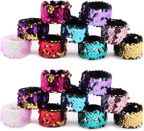 Piucrty Kindergeburtstag Gastgeschenke Pailletten Schnapparmband Kinder 20Pcs Klatscharmband Kinder Tombola Preise Meerjungfrau Armbänder Mitgebsel Mädchen Wundertüte Party Festival Accessoires von Piucrty