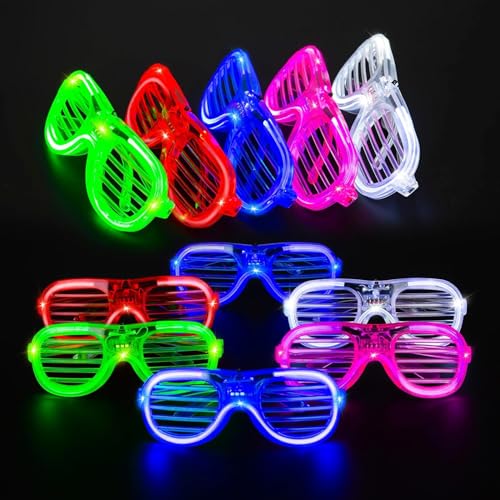 Piucrty Led Brille 13Pcs Mitgebsel Kindergeburtstag Gastgeschenke Neon Farbe Party Rave Brillen Give Aways Kleinigkeiten Tombola Preise Kinder Pinata Füllung Leuchtbrillen Goodies Wundertüte von Piucrty