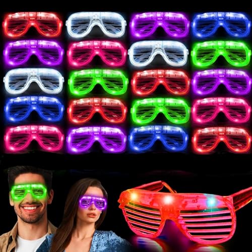 Piucrty Led Brille 20Pcs Mitgebsel Kindergeburtstag für Neon Party Rave Leuchtbrille Gastgeschenke Pinata Füllung Partybrille Leuchtspielzeug Give Away Kinder Wundertüte Geburtstag Mitbringsel von Piucrty