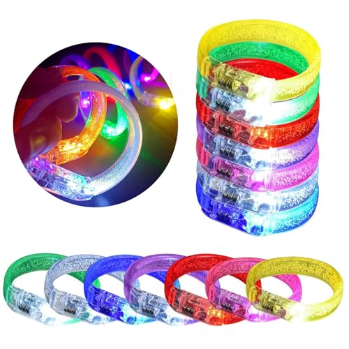 Piucrty Leuchtarmbänder 14Pcs Mitgebsel Kindergeburtstag Gastgeschenk Led Armband Give Aways Neon Party Gadgets Festival Accessoires Pinata Füllung Tombola Preise Kinder Mitbringsel Geschenke von Piucrty