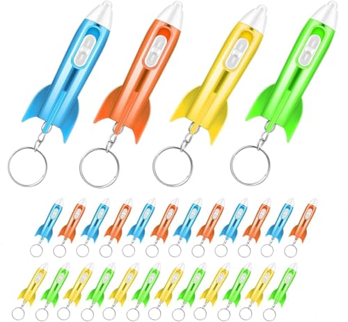 Piucrty Mitgebsel Kindergeburtstag Raketen Mini Taschenlampe Schlüsselanhänger Kinder 24Pcs Nützliche Gastgeschenke Kleinigkeiten Give Aways Tombola Preise Kleine Geschenke Wundertüte Goodie Bag von Piucrty