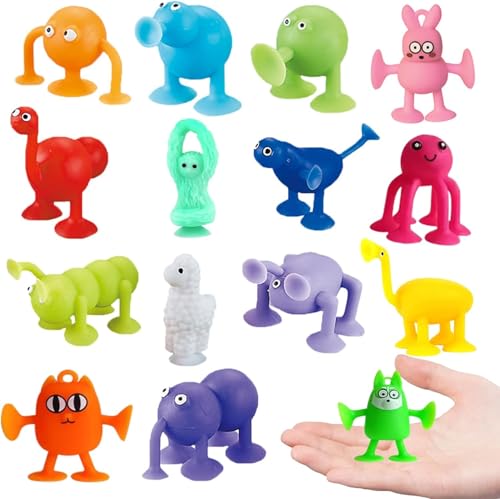 Piucrty Saugnapf Spielzeug Kinder 15Pcs Monster Sensorik Spielzeug Beschäftigung Autofahrt Party Tombola Preise Kleinigkeiten Mitgebsel Kindergeburtstag Badewannenspielzeug Gastgeschenk Wundertüte von Piucrty