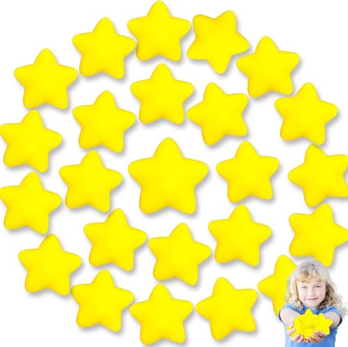 Piucrty Stressball Mitgebsel Kindergeburtstag Star Antistressball 24Pcs Gastgeschenke Sterne Kleinigkeiten Give Aways Knautschball Fidget Toys Tombola Preise Schaumstoffball Kleine Geschenke goodie von Piucrty