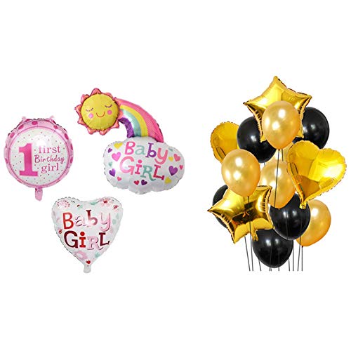 Piuusngy 2 Set Ballon-Sets Pastell Macaron Party Decor Folienballons DIY Set Happy Birthday Luftballons & Rosa von Piuusngy