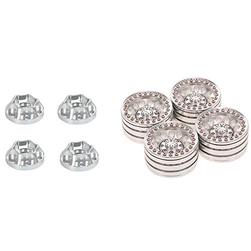 Piuusngy 4 Stück 1,9 Beadlock Professionelle Nabe runde Felge und 4 Stück Metall 12 mm Rad-Sechskant-Nabe für 1/10, 1,9, 2,2 Felge, axial von Piuusngy