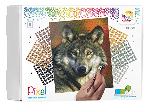 Pracht Creatives Hobby Pixel P090047 Mosaik Geschenkverpackung Wolf, Pixelbild ca. 30,5 x 38,1 cm groß, kinderleichtes Stecksystem, ohne Bügeln und Kleben, Steinchen aus Biokunststoff, ideal für Kinder von Pracht Creatives Hobby