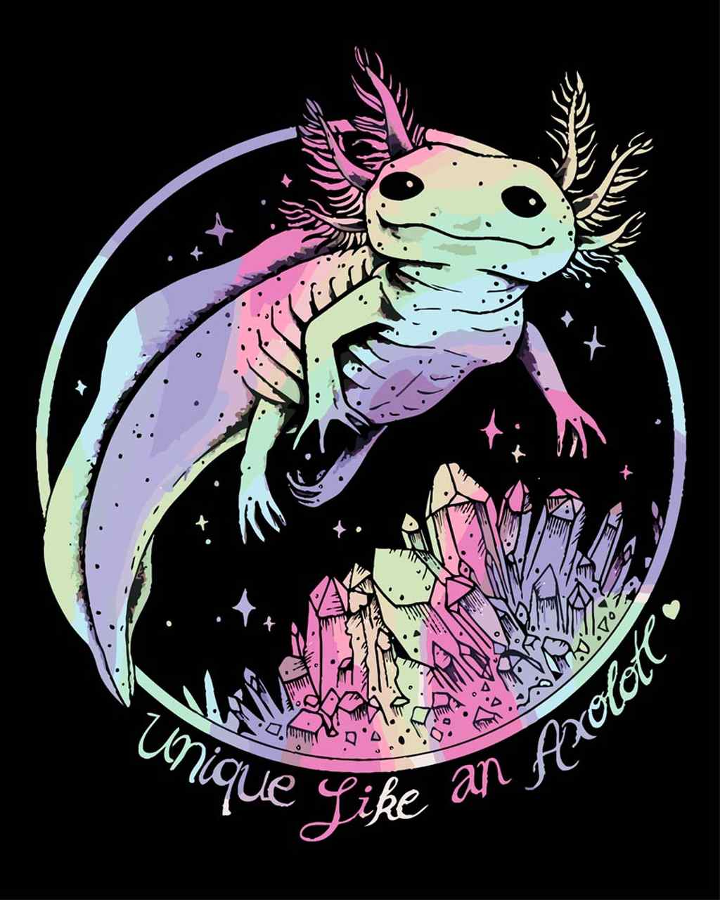 Malen nach Zahlen - unique Like an Axolotl - by Pixie Cold, mit Rahmen von Pixie Cold