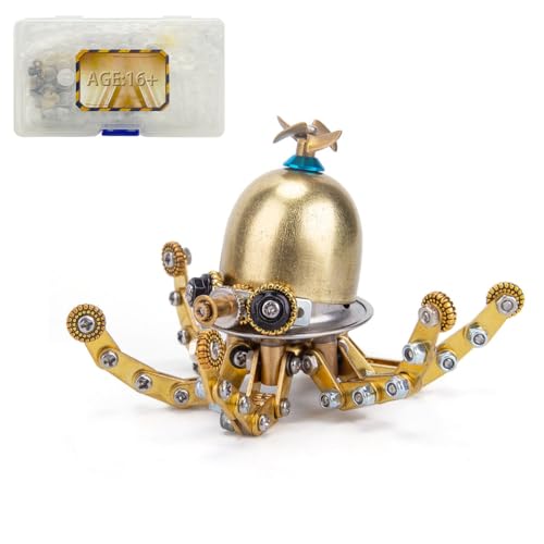 PizazzToy 3D Metall Puzzle Meerestiere Modell, 100 Stück DIY Montage Steampunk Metall-Oktopus 3D Mechanical Puzzle Modellbausatz mit Werkzeug, Adventskalender 2024 Puzzle Geschenk für Erwachsene von PizazzToy