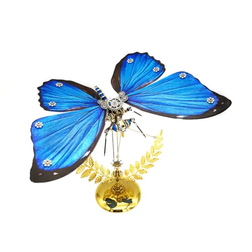 PizazzToy 3D Metall Puzzle Modell, 150+ Stück DIY Blauer Morpho-Schmetterling 3D Mechanical Puzzle Modellbausatz mit Werkzeug, Adventskalender 2024 Puzzle Geschenk für Erwachsene von PizazzToy