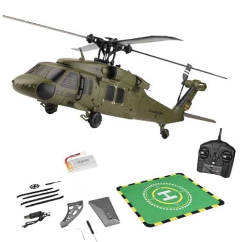 PizazzToy K170 UH-60L RC Hubschrauber, 170 Größe 2.4G 4CH 6-Achsen Gyro Flybarless RC Helikopter mit Höhenschwebeflug, Einstellbare Linke und rechte Hand Throttle für Anfänger von PizazzToy