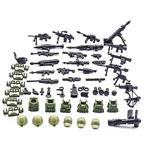 PizazzToy Militär Waffen Set, WW2 Armee-Waffen Custom Figuren SWAT Team Waffen Baustein Kompatibel mit MOC von PizazzToy