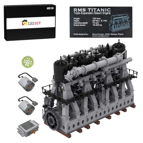 PizazzToy Technik Motor mit Power Functions - MOC-157380 Klemmbausteine Dreifach-Expansions-Hubkolben-Dampfmaschine Motor Bauklötze Set - Autorisiert und entworfen von borysf von PizazzToy