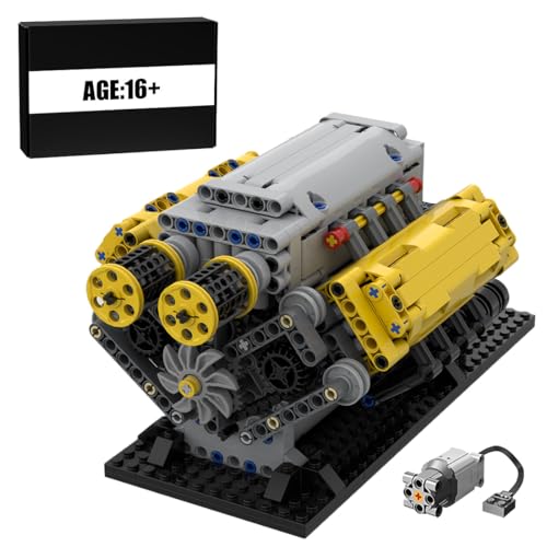 PizazzToy Technik V8 Motor Bausteine Modell, 844 Stück V8 Crossplane Kurbelwelle Engine Klemmbausteine Bausatz, Geschenk/Sammlerstücke für Motorlüfter, MOC-171736 von PizazzToy