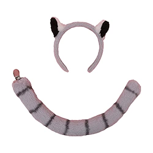 Pjeghbvop Faux Pelz Stirnbänder Pelzigen Waschbären Ohren Kopfbedeckung Schwanz Set Haar Hoop Für Halloween Cosplay Party Liefert von Pjeghbvop