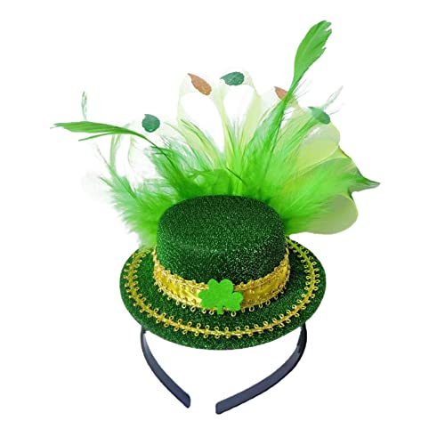 Pjeghbvop Grüner Fascinator-Hut, irischer SaintPatrick Day, Stirnband, grüner Zylinderhut, Stirnband, irisches grünes Stirnband, grüner Koboldhut von Pjeghbvop