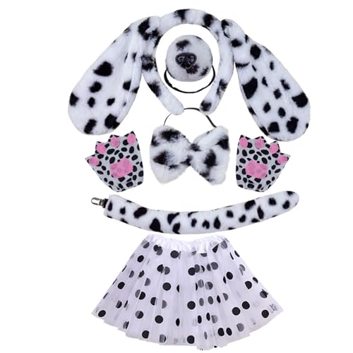 Pjeghbvop Niedliche Bühnenkostüm Set Hunde Ohr Stirnband/Schwanz/Bowtie Outfit Set Für Kinder Cosplay Masquerades Party Supply von Pjeghbvop