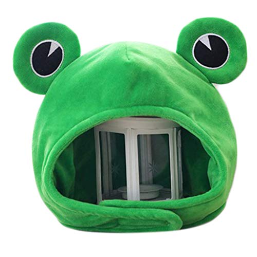 Pjeghbvop Plüsch Für Frosch Kappe Cartoon 3D Große Augen Kostüm Halloween Cosplay Party Kostüm Zubehör Für Erwachsene Unisex von Pjeghbvop