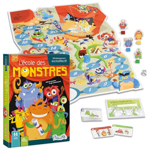 Placote Monster-Schul-Spiel: Kartenspiel, Lernspiel, 3 - 6 Jahre, 2 - 4 Spieler, 15 - 30 Minuten von Placote