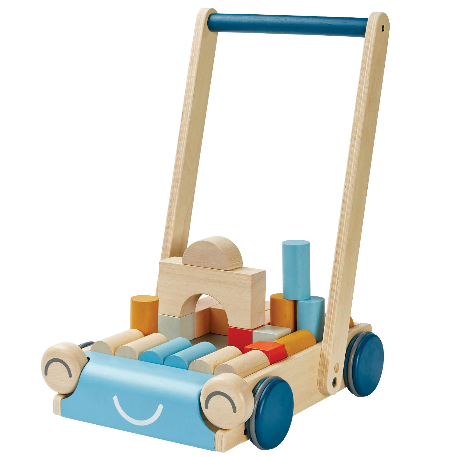 PlanToys - Lauflernwagen Holz blau mit Gesicht von PlanToys