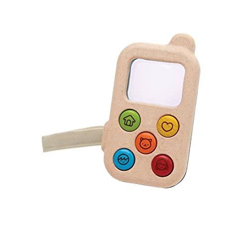 PlanToys Mein erstes Handy - Kinder Handy aus Holz - Kindertelefon mit Lupenbildschirm - mit Handschlaufe - nachhaltiges Holzspielzeug ab 1 Jahre von PlanToys