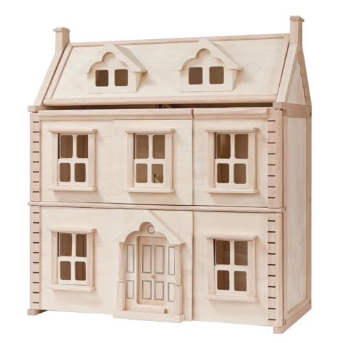 PlanToys Viktorianisches Puppenhaus - Puppenhaus Holz - Spielhaus Holz - Puppenhaus ab 3 Jahre Mädchen und Jungen - nachhaltiges Holzspielzeug von PlanToys