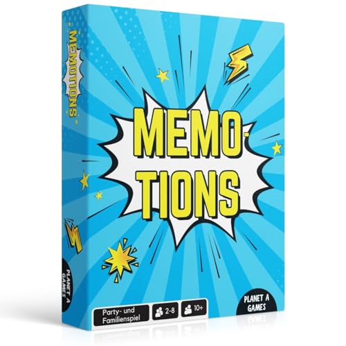 MEMOTIONS – Lustiges Partyspiel für Familie & Freunde | Merkspiel, Kartenspiel für 2-8 Personen ab 10 Jahren | Bewegung, Geräusche & Worte von Planet A