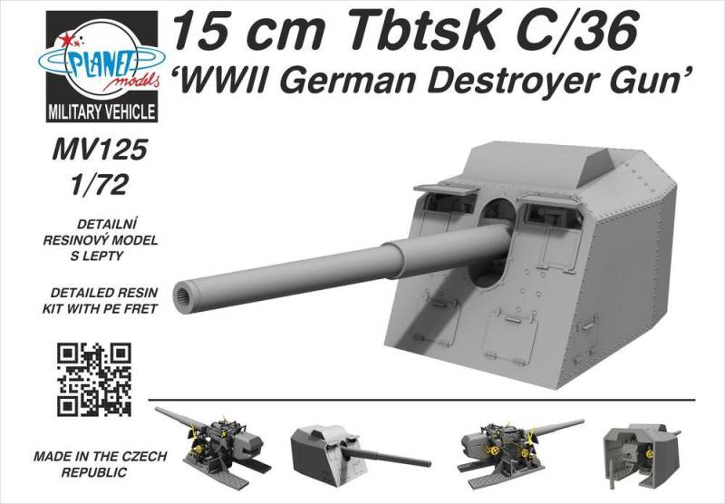 15 cm TbtsK C/36 WWII German Destroyer Gun von Planet Models