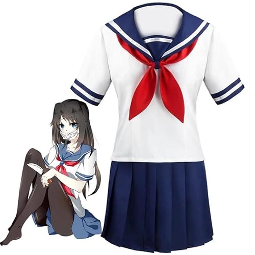 Plantain Spiel Yandere Simulator Cosplay Kostüm Ayano Aishi Uniform Yandere-Chan Schuluniform Frauen Outfit Matrosenanzug von Plantain