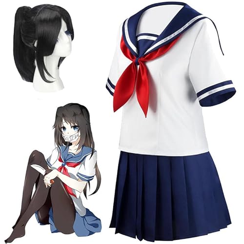 Plantain Yandere Simulator Ayano Aishi Cosplay Kostüme Spiel Anime Mädchen Schuluniform Karneval Halloween Party Outfit, L von Plantain