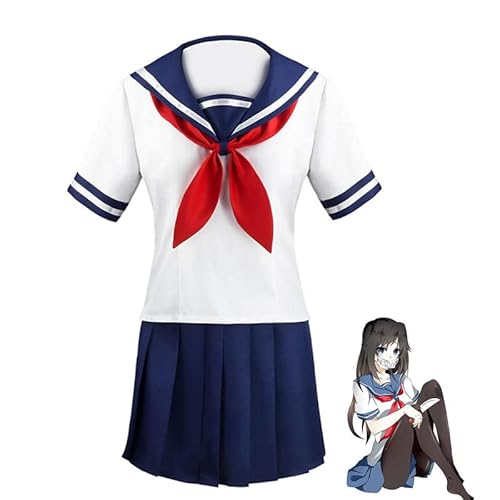 Plantain Yandere Simulator Ayano Aishi Cosplay Kostüme Spiel Anime Mädchen Schuluniform Karneval Halloween Party Outfit, XL von Plantain