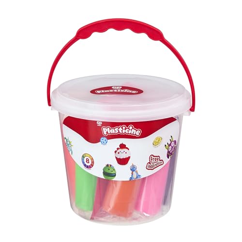 Plasticine Eimer-Set – 8 große Knetstangen mit Werkzeug & Anleitung im Trageeimer – Wiederverwendbare Knete für sauberen Bastelspaß – Für Kinder ab 5 Jahren Plasticine Eimer-Set – 8 große Knetstangen mit Werkzeug & Anleitung im Trageeimer – Wiederverwendbare Knete für sauberen Bastelspaß – Für Kinder ab 5 Jahren von Plasticine