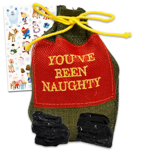 Platinum Series Naughty List Klumpen Kohle – Weihnachtsbündel mit 1 "You've Been Naughty Bag", 2 realistische Klumpen Kohle, Weihnachtsmann-Liste Naughty Button | Stile können variieren von Platinum Series