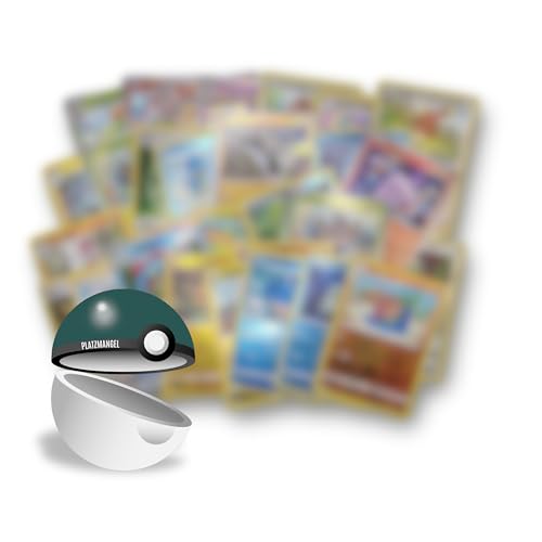 Platzmangel® Pokemon Holo/Reverseholo Kartenset, inkl. Platzmangel® Sticker, 30 zufällige Holo/Reverseholo-Karten in Deutsch, Originale Karten von Platzmangel